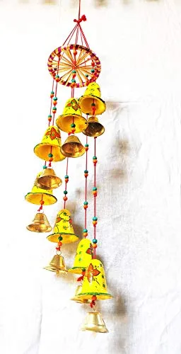 PPH Paper Mache Handcrafted Handpainted Design Wind Chime Home Decor for Office, Temple, Hanging Decorative Wall/Door/Window