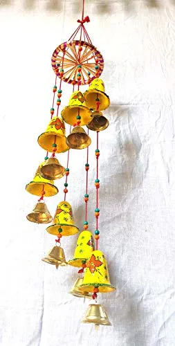 PPH Paper Mache Handcrafted Handpainted Design Wind Chime Home Decor for Office, Temple, Hanging Decorative Wall/Door/Window