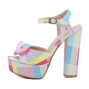 Pre Order:  Plaid Pastel Ankle Strap Sandals