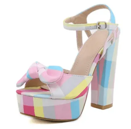 Pre Order:  Plaid Pastel Ankle Strap Sandals