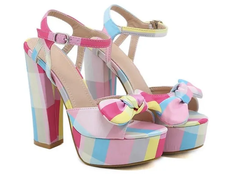 Pre Order:  Plaid Pastel Ankle Strap Sandals