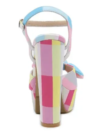 Pre Order:  Plaid Pastel Ankle Strap Sandals