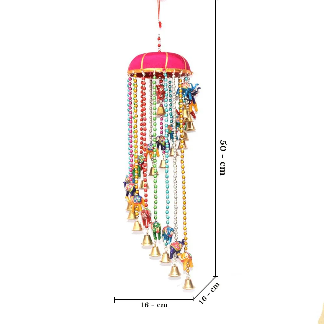 Rajasthani Wind Chimes Jhumer (Multi Collour) Handmade in India Rajasthani Colored Bells Design Wall Hanging Wood Windchime (Multicolor) NavyaCreation