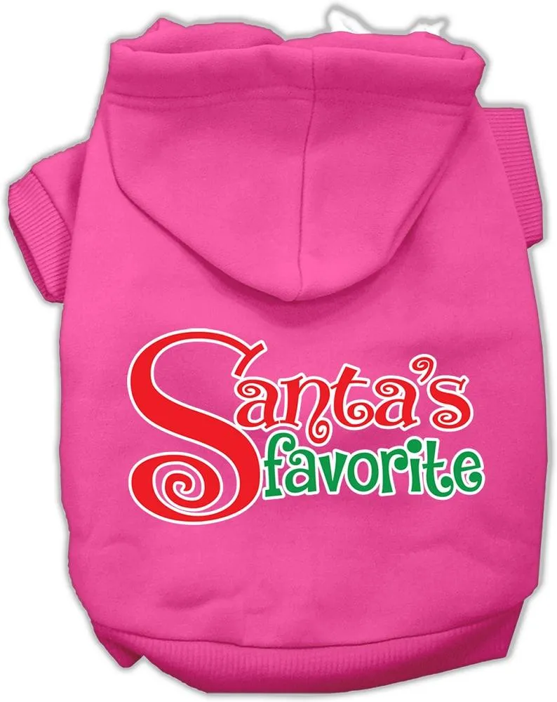 Santas Favorite Screen Print Pet Hoodie Bright Pink Lg (14)