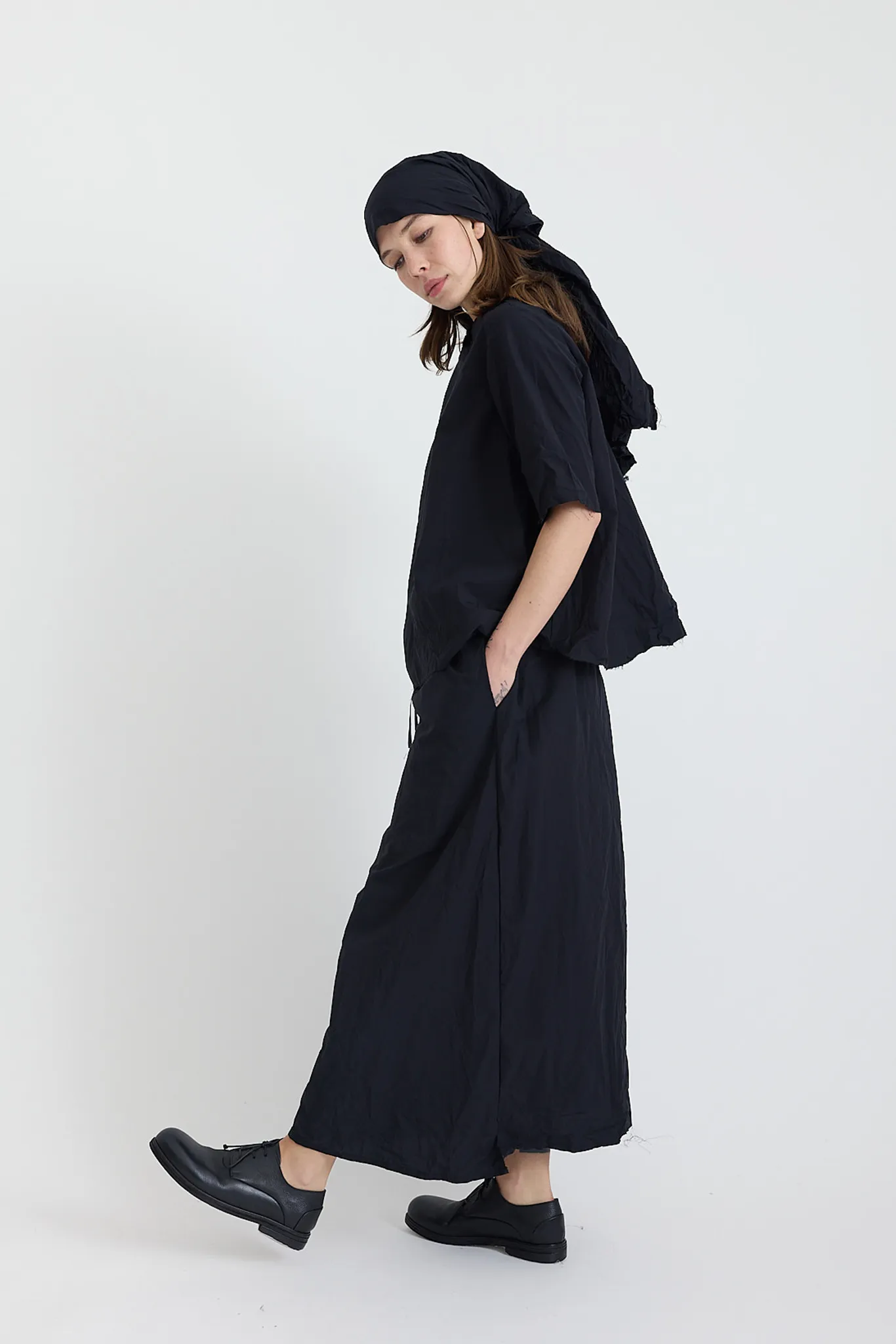 Scha - Two Pockets Twisted Long Skirt "B-OE"