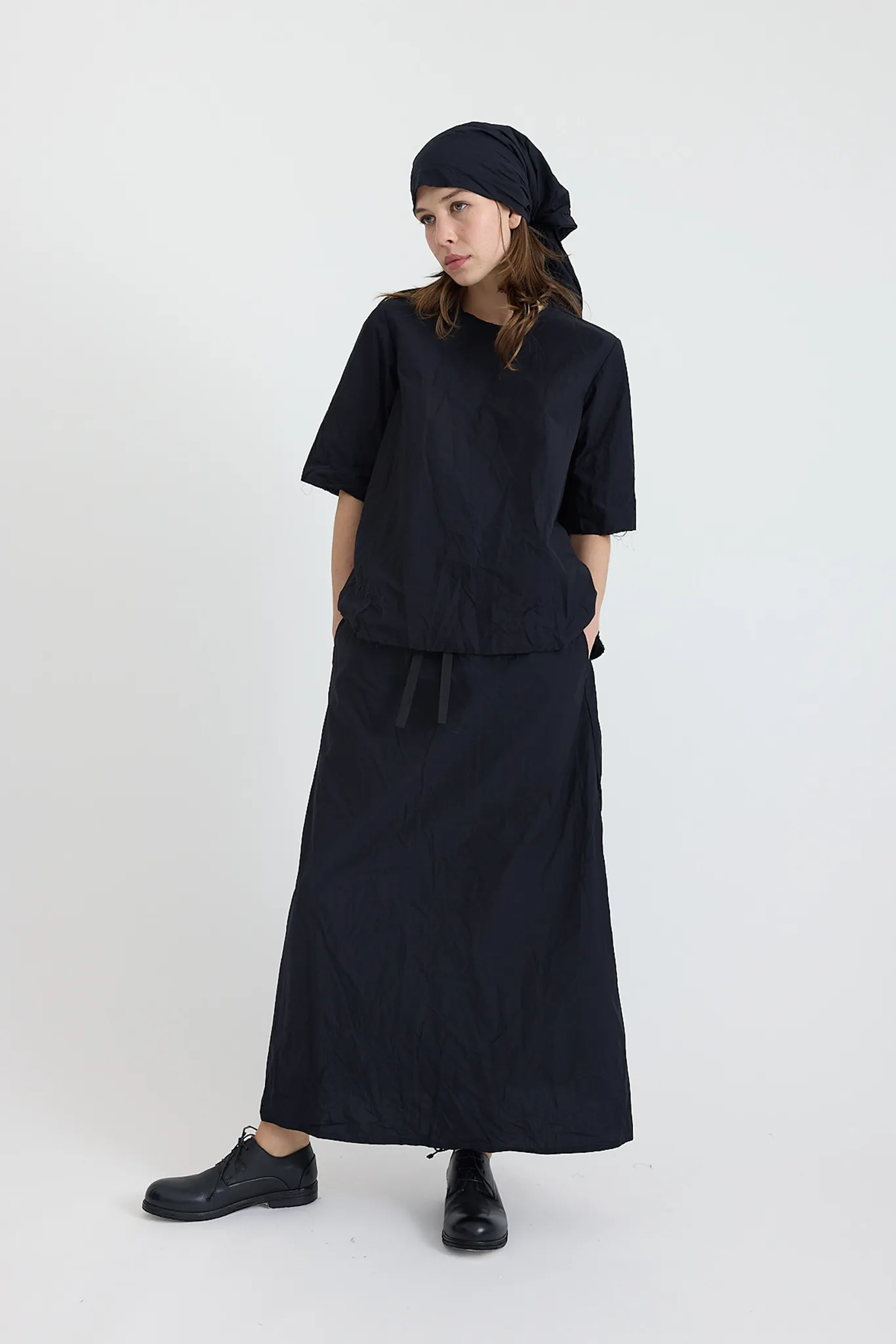 Scha - Two Pockets Twisted Long Skirt "B-OE"