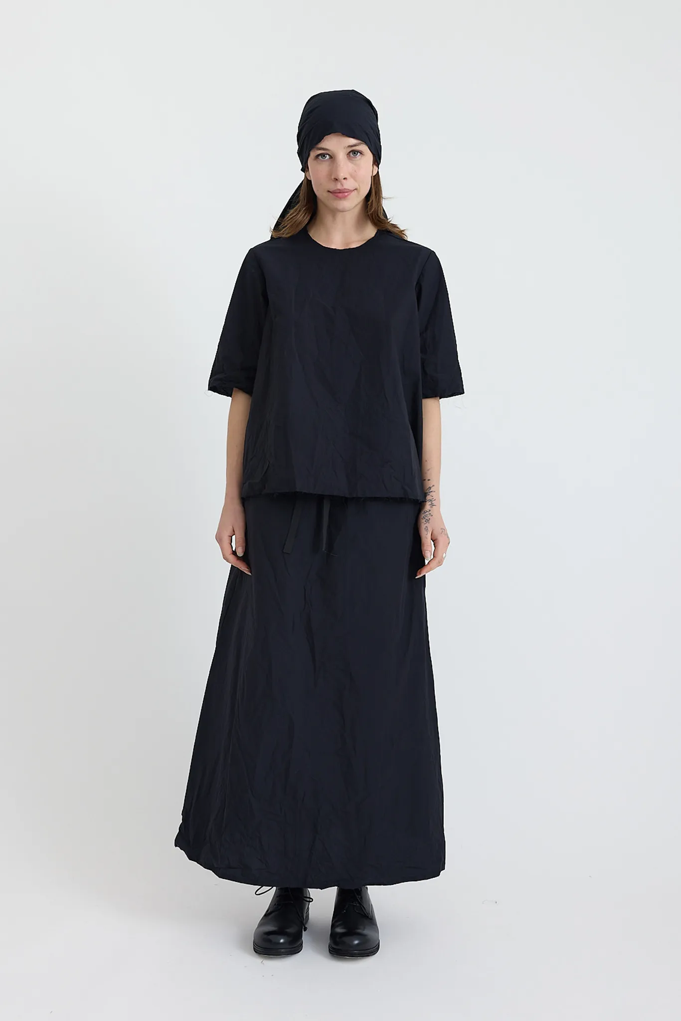 Scha - Two Pockets Twisted Long Skirt "B-OE"