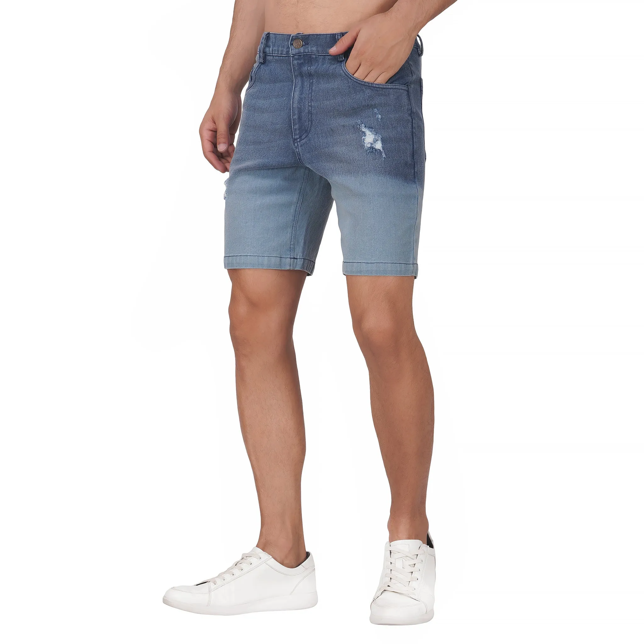 SLAY. Men's Ombre Ripped Denim Shorts