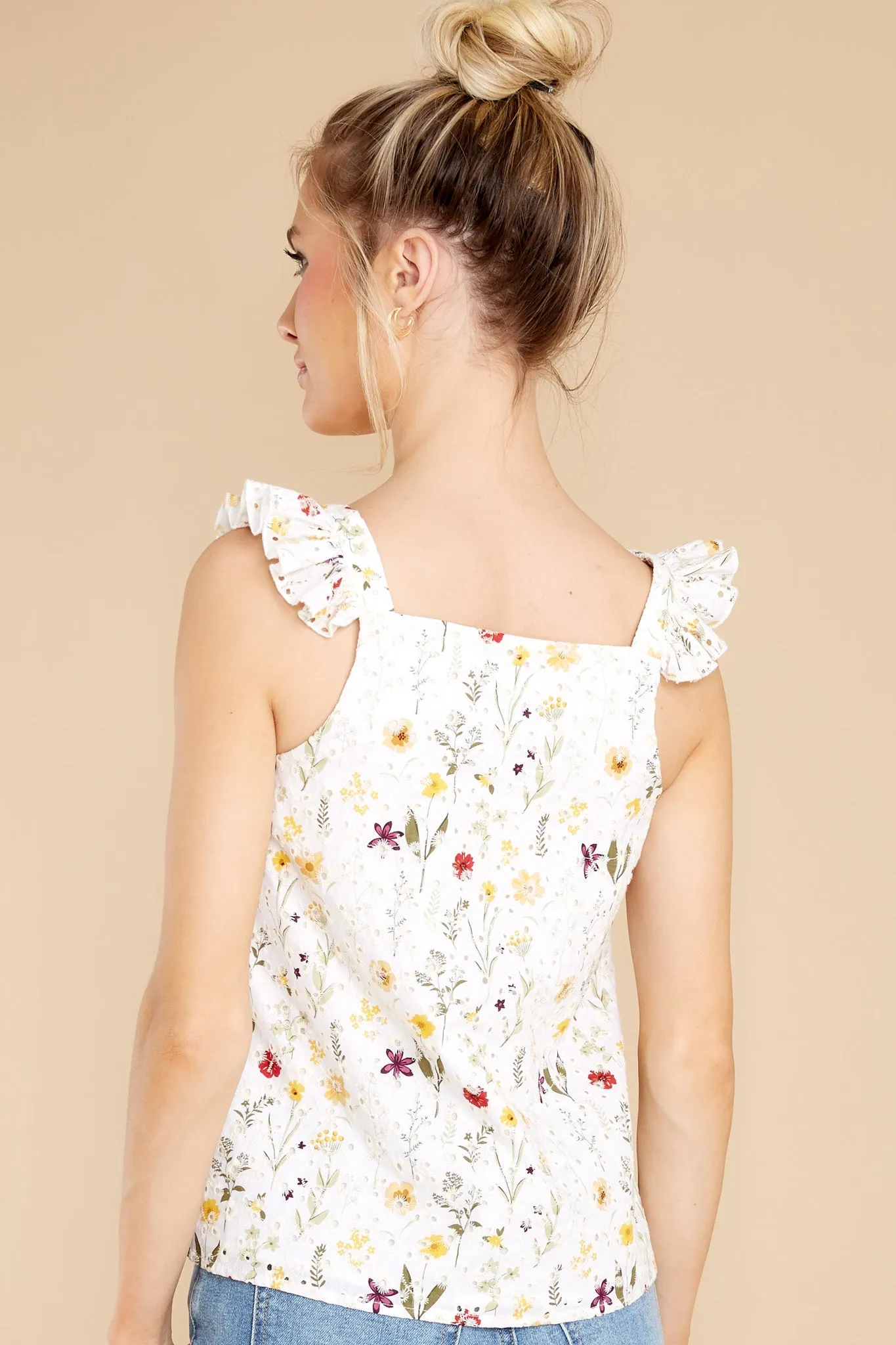 Spread Joy White Embroidered Floral Top