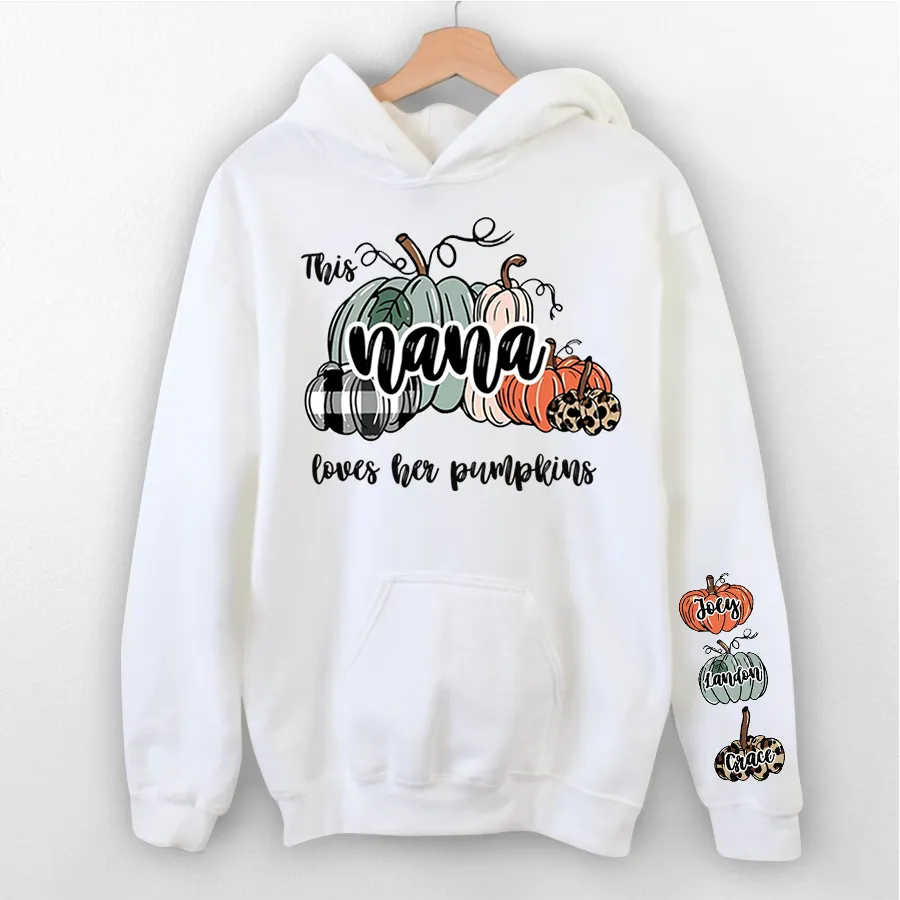 This Nana Love Her Pumpkins Shirt, Personalized Grandma's Pumpkins Hoodie