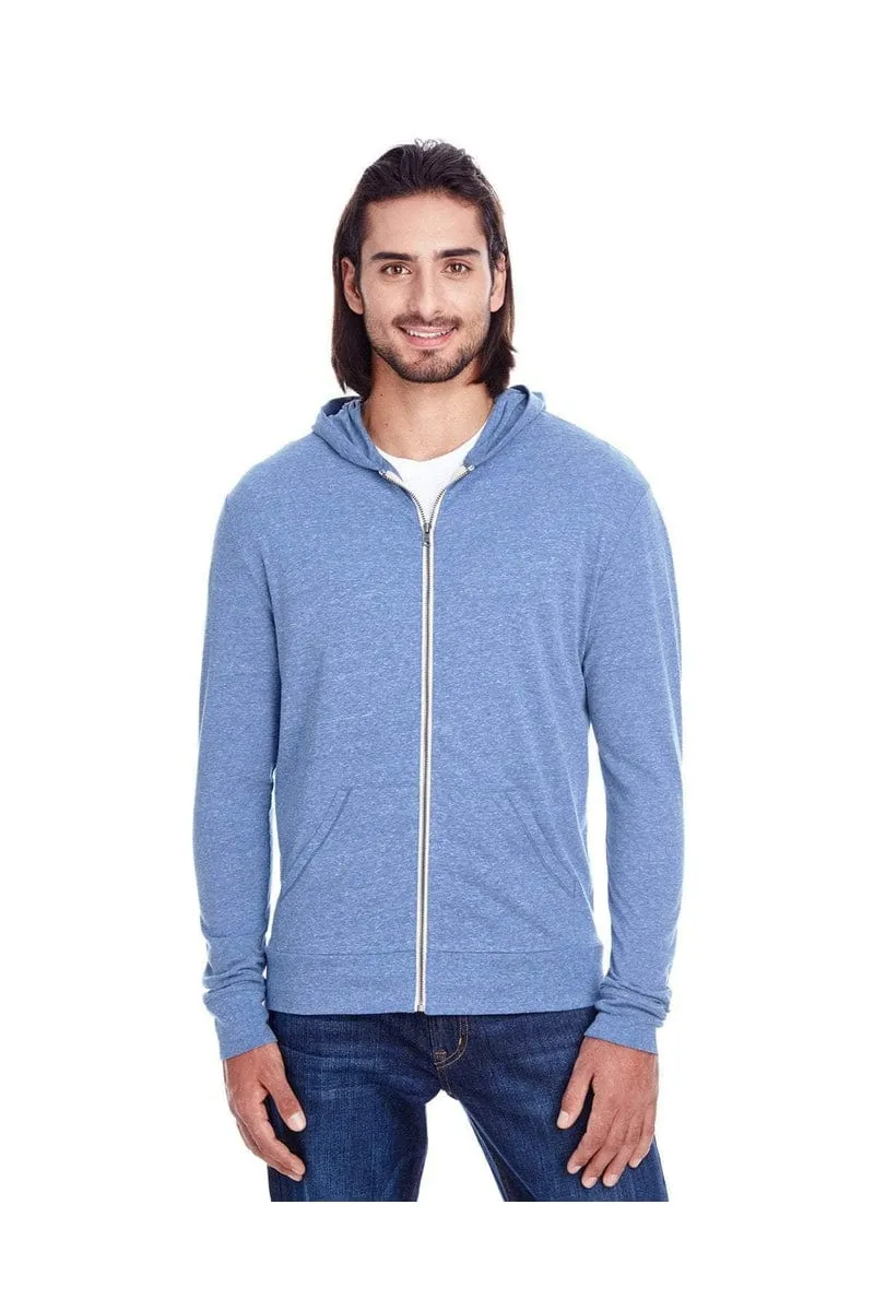 Threadfast Apparel 302Z: Unisex Triblend Full-Zip Light Hoodie