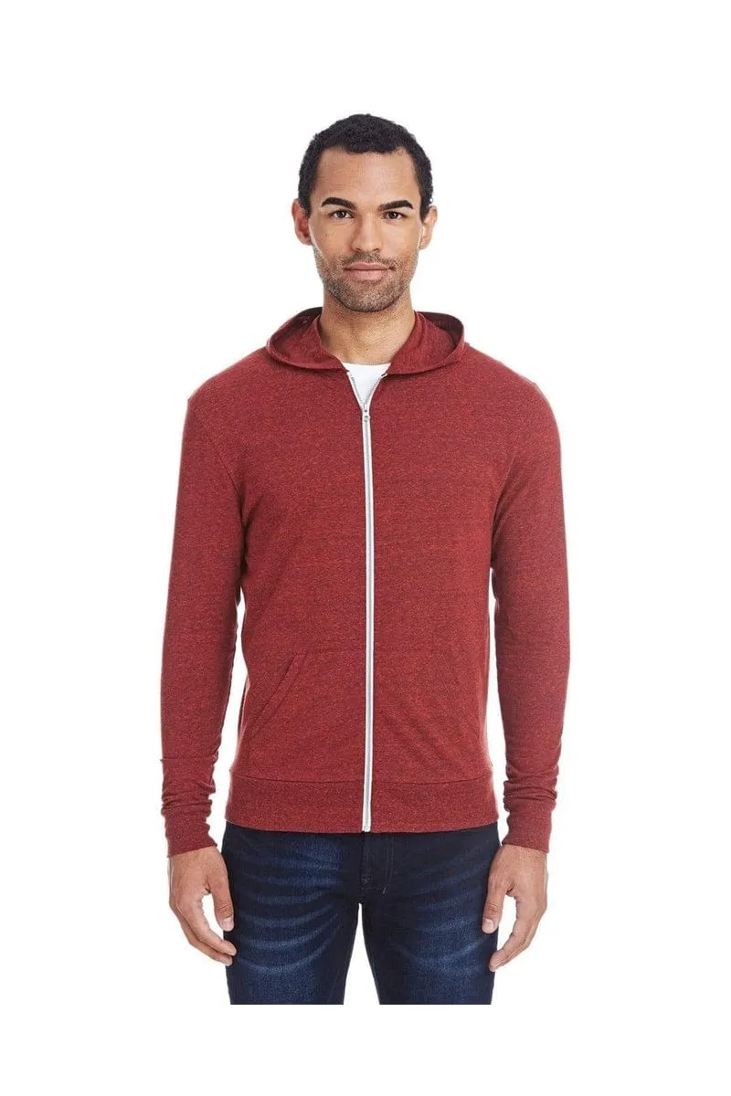 Threadfast Apparel 302Z: Unisex Triblend Full-Zip Light Hoodie