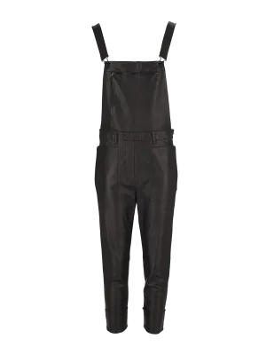 turn-up cuff leather dungarees