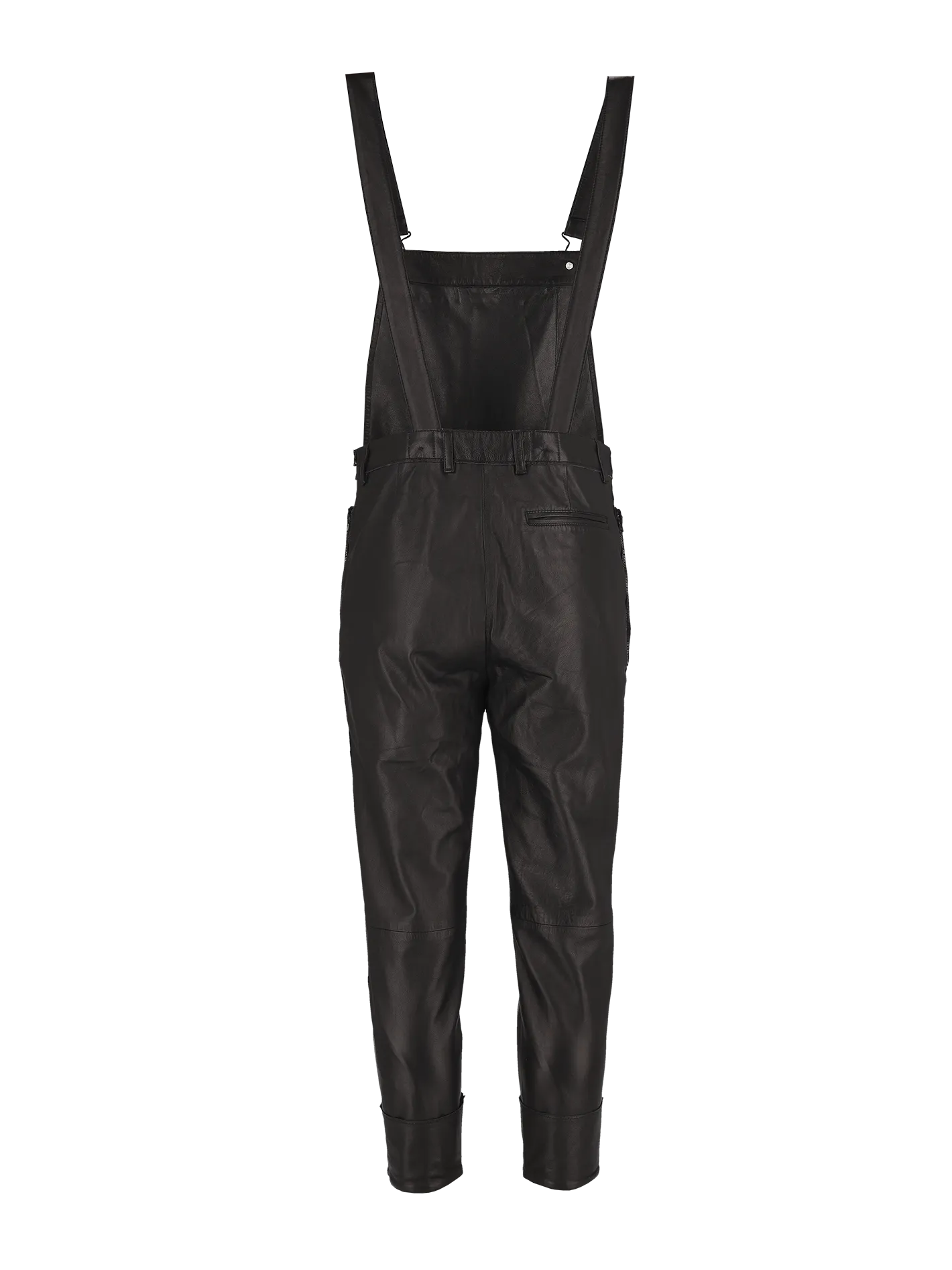 turn-up cuff leather dungarees